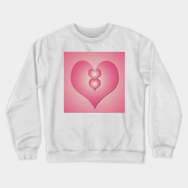 Pink hearts on pink background Crewneck Sweatshirt by ikshvaku